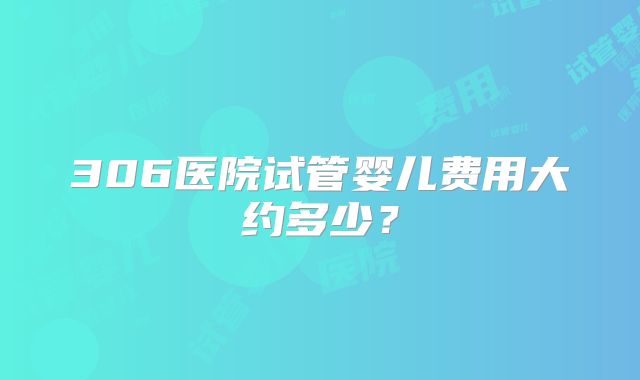 306医院试管婴儿费用大约多少?