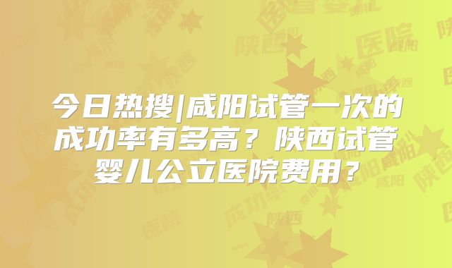 今日热搜|咸阳试管一次的成功率有多高？陕西试管婴儿公立医院费用？