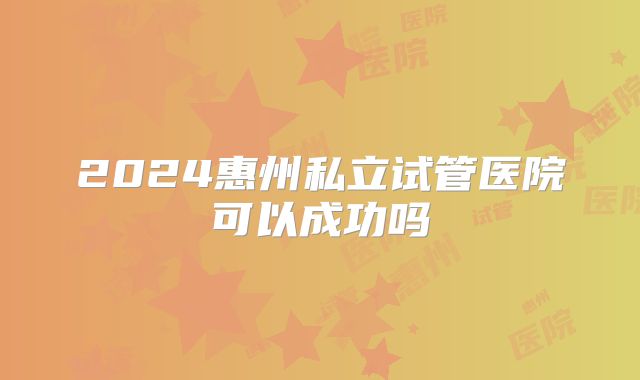 2024惠州私立试管医院可以成功吗
