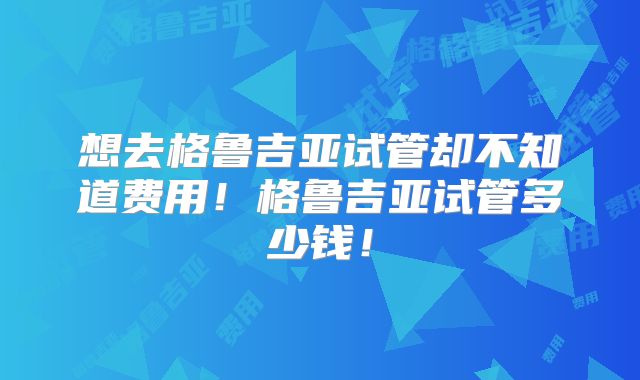 想去格鲁吉亚试管却不知道费用!格鲁吉亚试管多少钱!