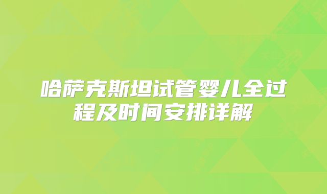 哈萨克斯坦试管婴儿全过程及时间安排详解