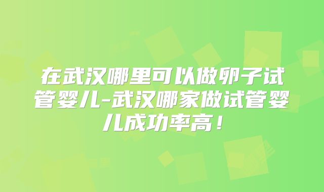 在武汉哪里可以做卵子试管婴儿-武汉哪家做试管婴儿成功率高!