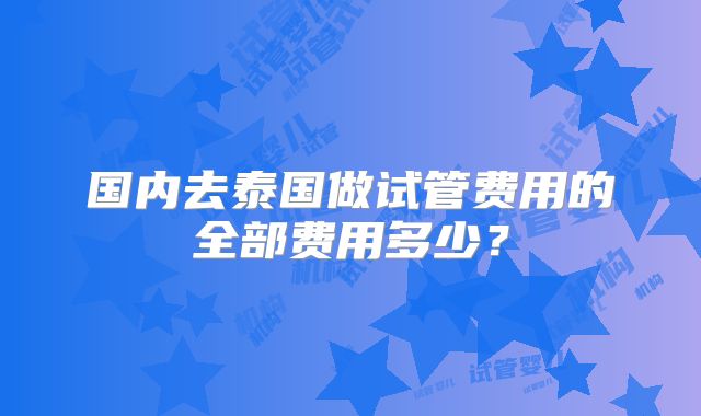 国内去泰国做试管费用的全部费用多少？