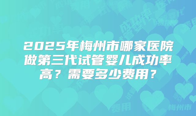 2025年梅州市哪家医院做第三代试管婴儿成功率高？需要多少费用？