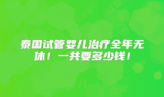 泰国试管婴儿治疗全年无休!一共要多少钱!