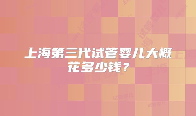 上海第三代试管婴儿大概花多少钱?