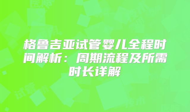 格鲁吉亚试管婴儿全程时间解析:周期流程及所需时长详解