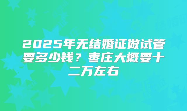 2025年无结婚证做试管要多少钱?枣庄大概要十二万左右