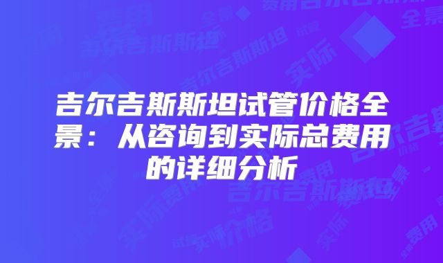 吉尔吉斯斯坦试管价格全景:从咨询到实际总费用的详细分析