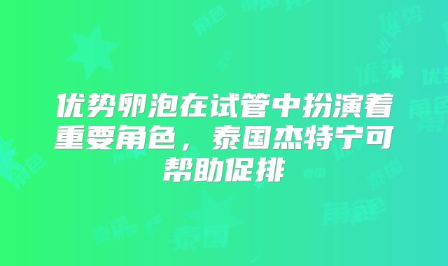 优势卵泡在试管中扮演着重要角色,泰国杰特宁可帮助促排