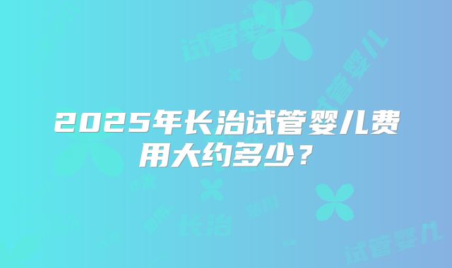 2025年长治试管婴儿费用大约多少?