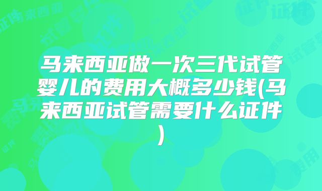 马来西亚做一次三代试管婴儿的费用大概多少钱(马来西亚试管需要什么证件)