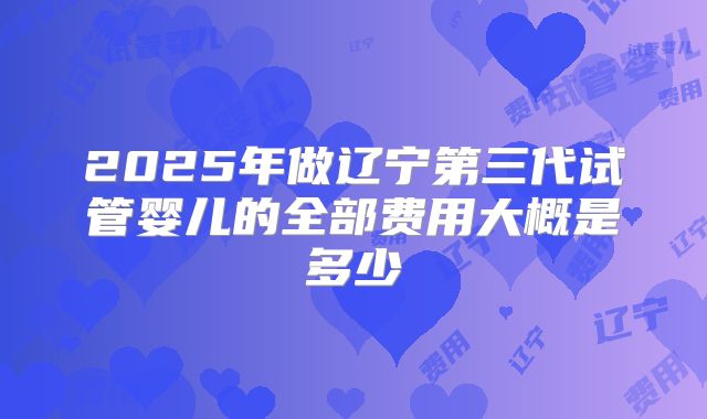 2025年做辽宁第三代试管婴儿的全部费用大概是多少