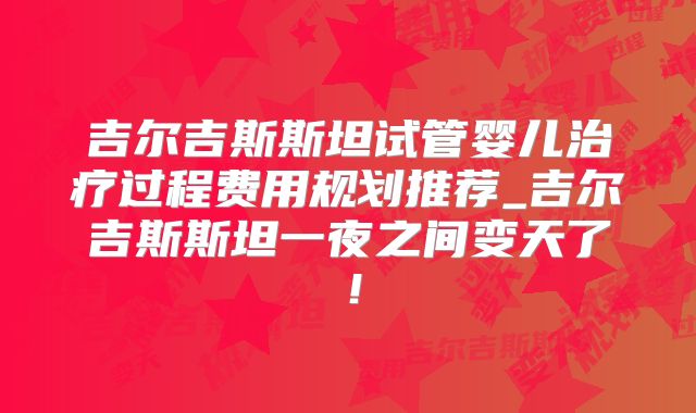 吉尔吉斯斯坦试管婴儿治疗过程费用规划推荐_吉尔吉斯斯坦一夜之间变天了！