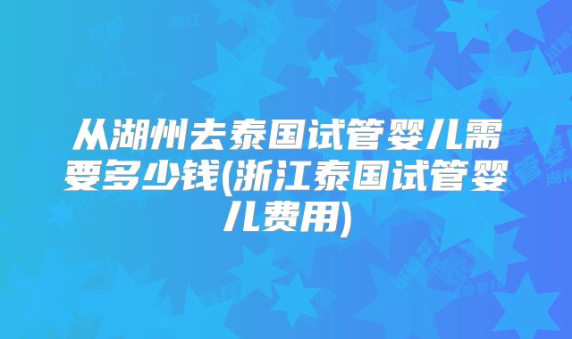 从湖州去泰国试管婴儿需要多少钱(浙江泰国试管婴儿费用)