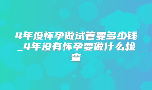 4年没怀孕做试管要多少钱_4年没有怀孕要做什么检查