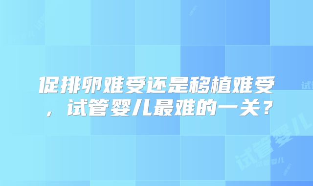 促排卵难受还是移植难受,试管婴儿最难的一关?