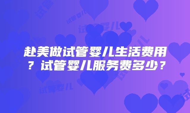 赴美做试管婴儿生活费用？试管婴儿服务费多少？