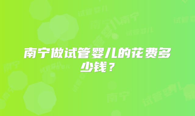 南宁做试管婴儿的花费多少钱？