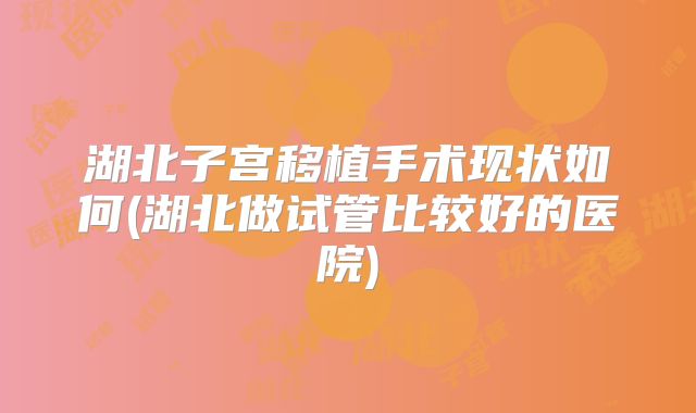 湖北子宫移植手术现状如何(湖北做试管比较好的医院)