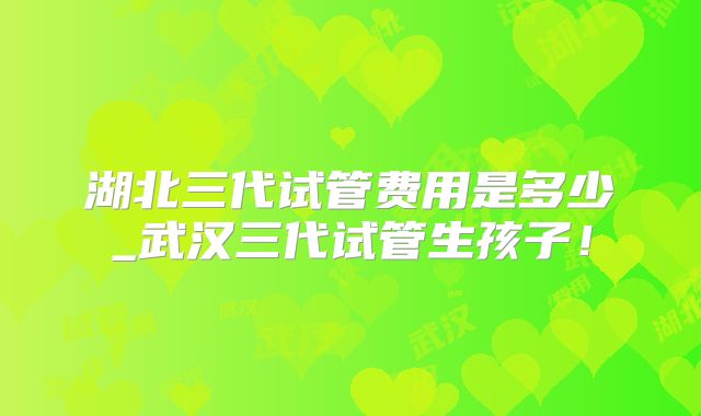 湖北三代试管费用是多少_武汉三代试管生孩子!