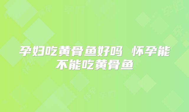 孕妇吃黄骨鱼好吗 怀孕能不能吃黄骨鱼