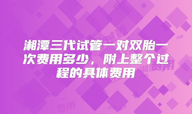 湘潭三代试管一对双胎一次费用多少，附上整个过程的具体费用