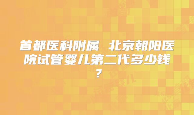 首都医科附属 北京朝阳医院试管婴儿第二代多少钱?