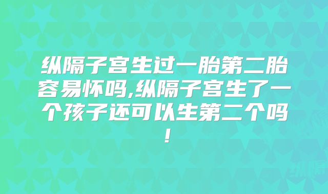 纵隔子宫生过一胎第二胎容易怀吗,纵隔子宫生了一个孩子还可以生第二个吗!