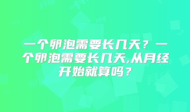一个卵泡需要长几天?一个卵泡需要长几天,从月经开始就算吗?