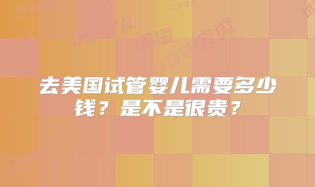 去美国试管婴儿需要多少钱？是不是很贵？