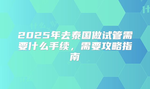2025年去泰国做试管需要什么手续，需要攻略指南