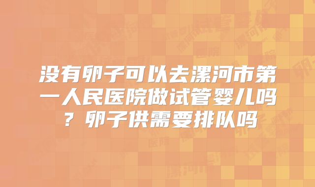 没有卵子可以去漯河市第一人民医院做试管婴儿吗?卵子供需要排队吗