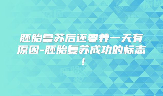 胚胎复苏后还要养一天有原因-胚胎复苏成功的标志！