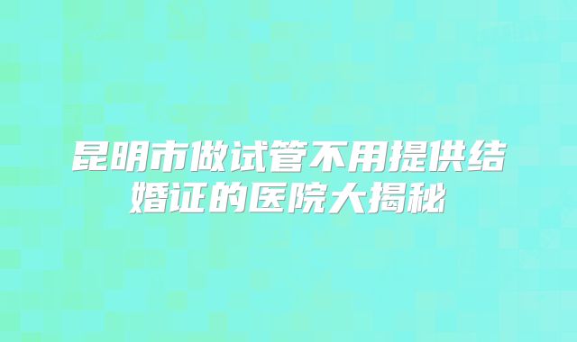 昆明市做试管不用提供结婚证的医院大揭秘