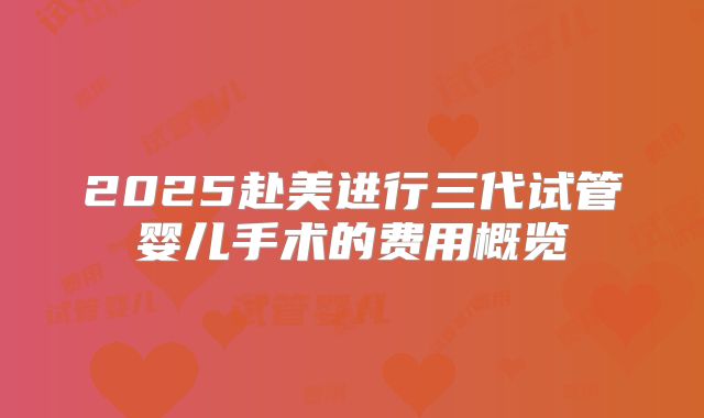 2025赴美进行三代试管婴儿手术的费用概览
