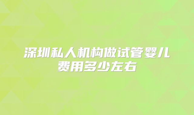深圳私人机构做试管婴儿费用多少左右