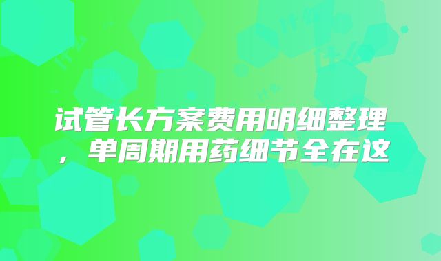 试管长方案费用明细整理，单周期用药细节全在这