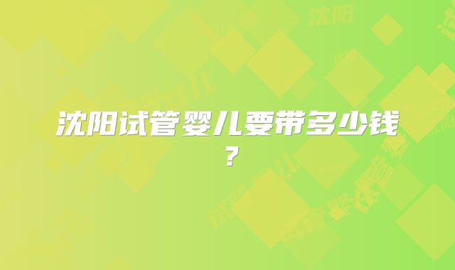 沈阳试管婴儿要带多少钱?