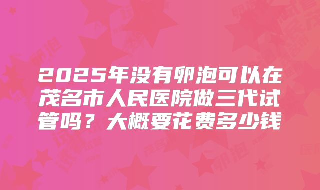 2025年没有卵泡可以在茂名市人民医院做三代试管吗?大概要花费多少钱