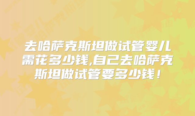 去哈萨克斯坦做试管婴儿需花多少钱,自己去哈萨克斯坦做试管要多少钱!