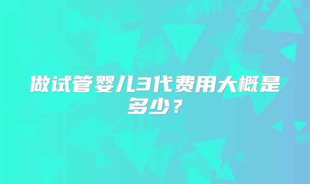 做试管婴儿3代费用大概是多少？
