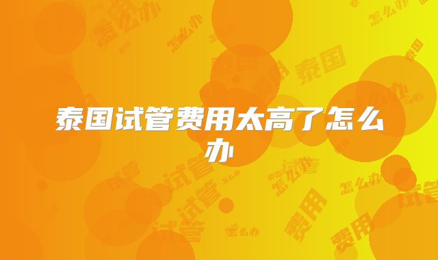 泰国试管费用太高了怎么办