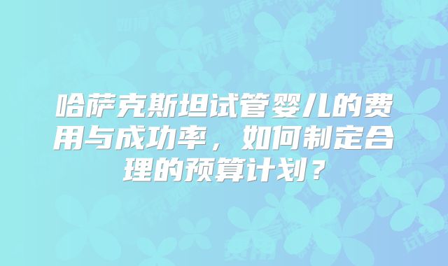 哈萨克斯坦试管婴儿的费用与成功率,如何制定合理的预算计划?