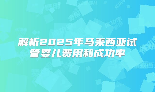 解析2025年马来西亚试管婴儿费用和成功率