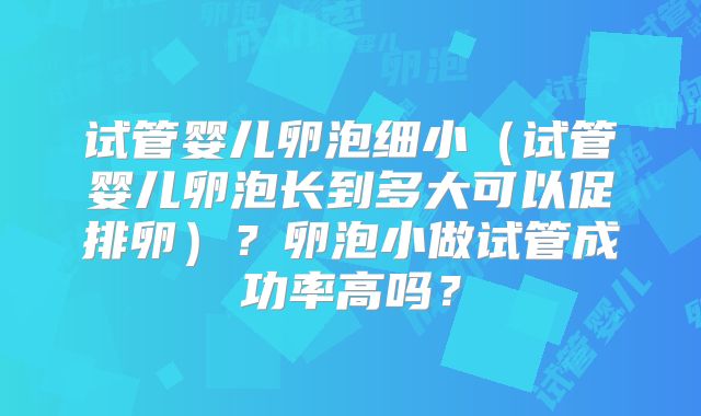 试管婴儿卵泡细小(试管婴儿卵泡长到多大可以促排卵)?卵泡小做试管成功率高吗?