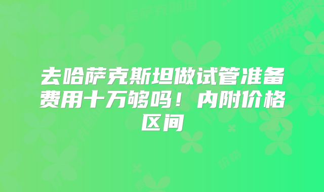 去哈萨克斯坦做试管准备费用十万够吗!内附价格区间
