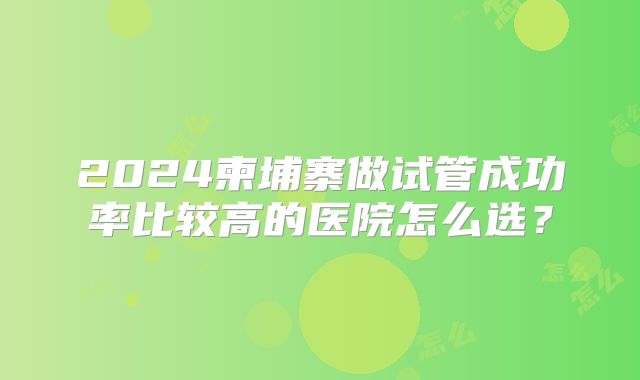 2024柬埔寨做试管成功率比较高的医院怎么选?