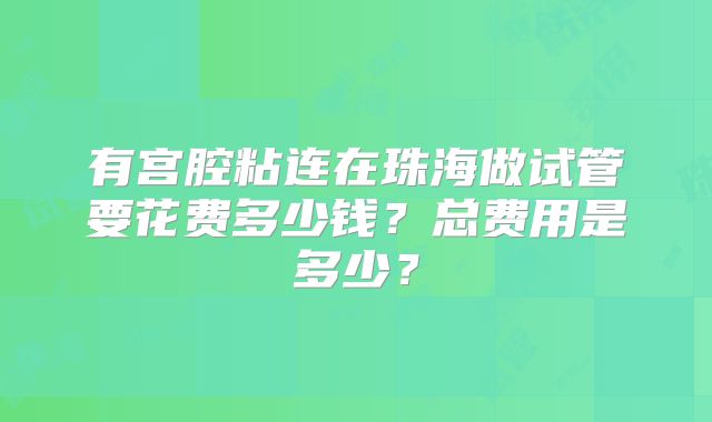 有宫腔粘连在珠海做试管要花费多少钱？总费用是多少？