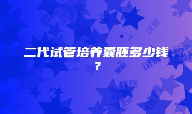 二代试管培养囊胚多少钱？